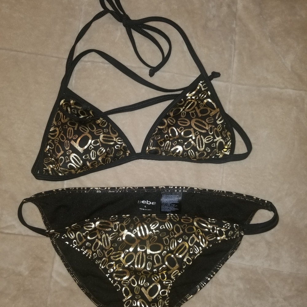 New black and gold bebe bikini